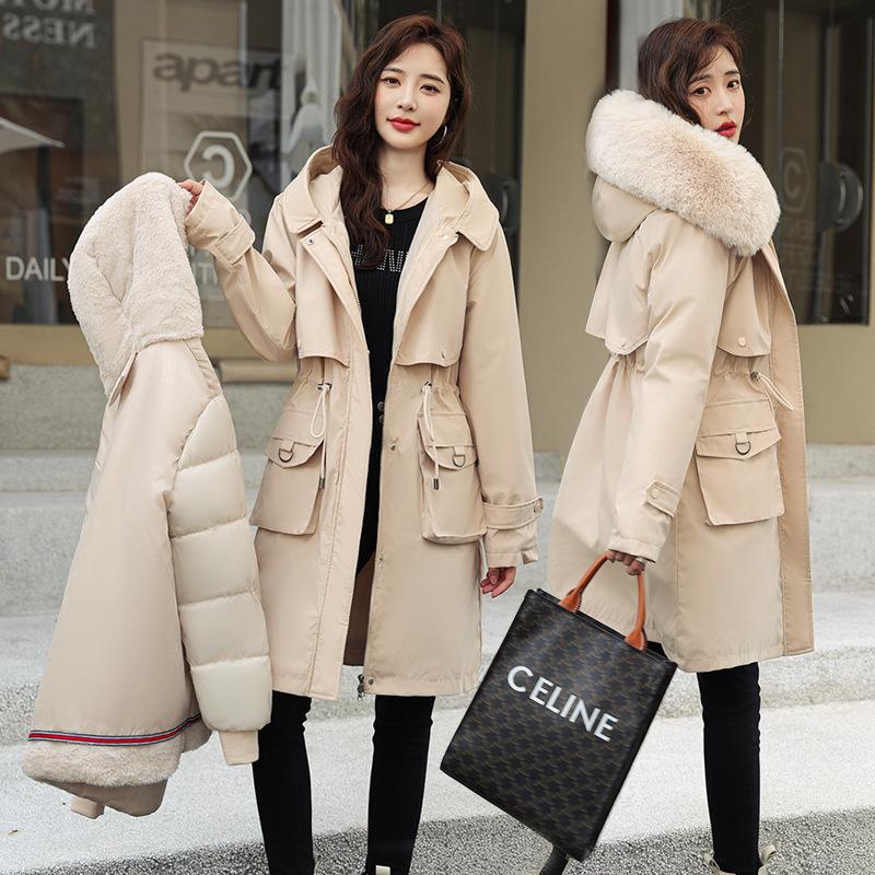 New down cotton-padded clothes women's medium and long loose cotton-padded clothes winter thickened warm pie to overcome coat tide