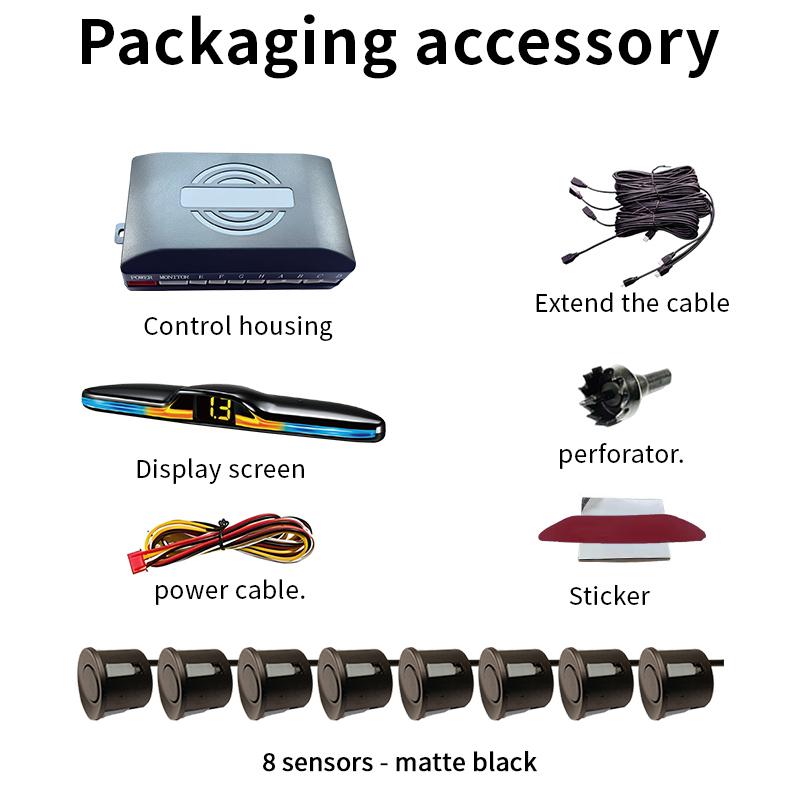 Voice Prompt 8-Probe Parking Sensor System 22mm 12V Reversing Radar Source Factory Car Parking Assistance Device