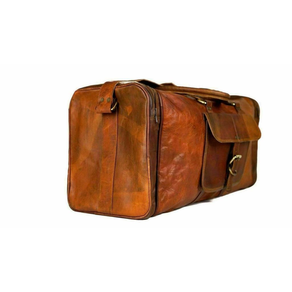 Jednodenní pánská cestovní taška do posilovny z pravé kozí kůže Vintage Duffel