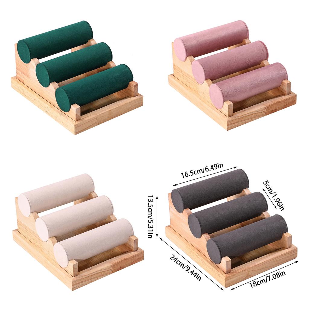 Solid Wood Bracelet Storage Holder Durable Three Tier Jewelry Organizers In Wood For Bracelets And Personal Items
