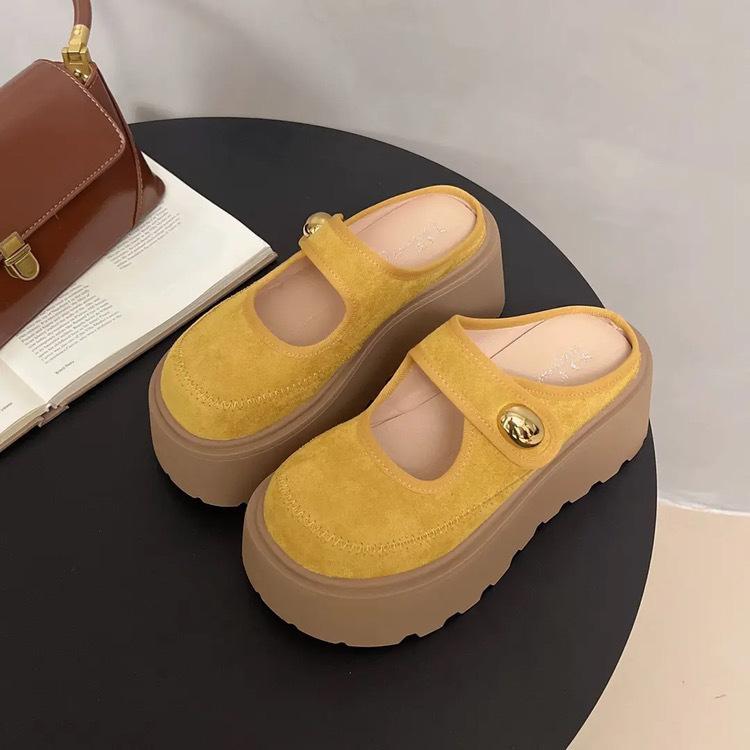 

Баотоу полутапочки женские весенние новые маффины увеличение высоты Ма Лян тапочки женские 40 жёлтый