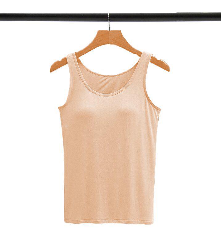 Modal Padded Wireless Camisole Vest with Integrated Bra for Women