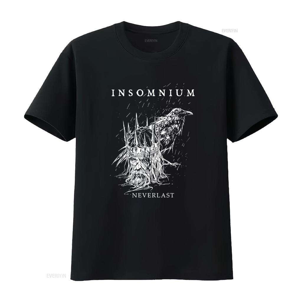 INSOMNIUM Neverlast T-Shirt Gotisches Krähenkrone Design für vintage gewaschene Mode Bequem Weich Vielseitig Dehnbares Grafikdesign