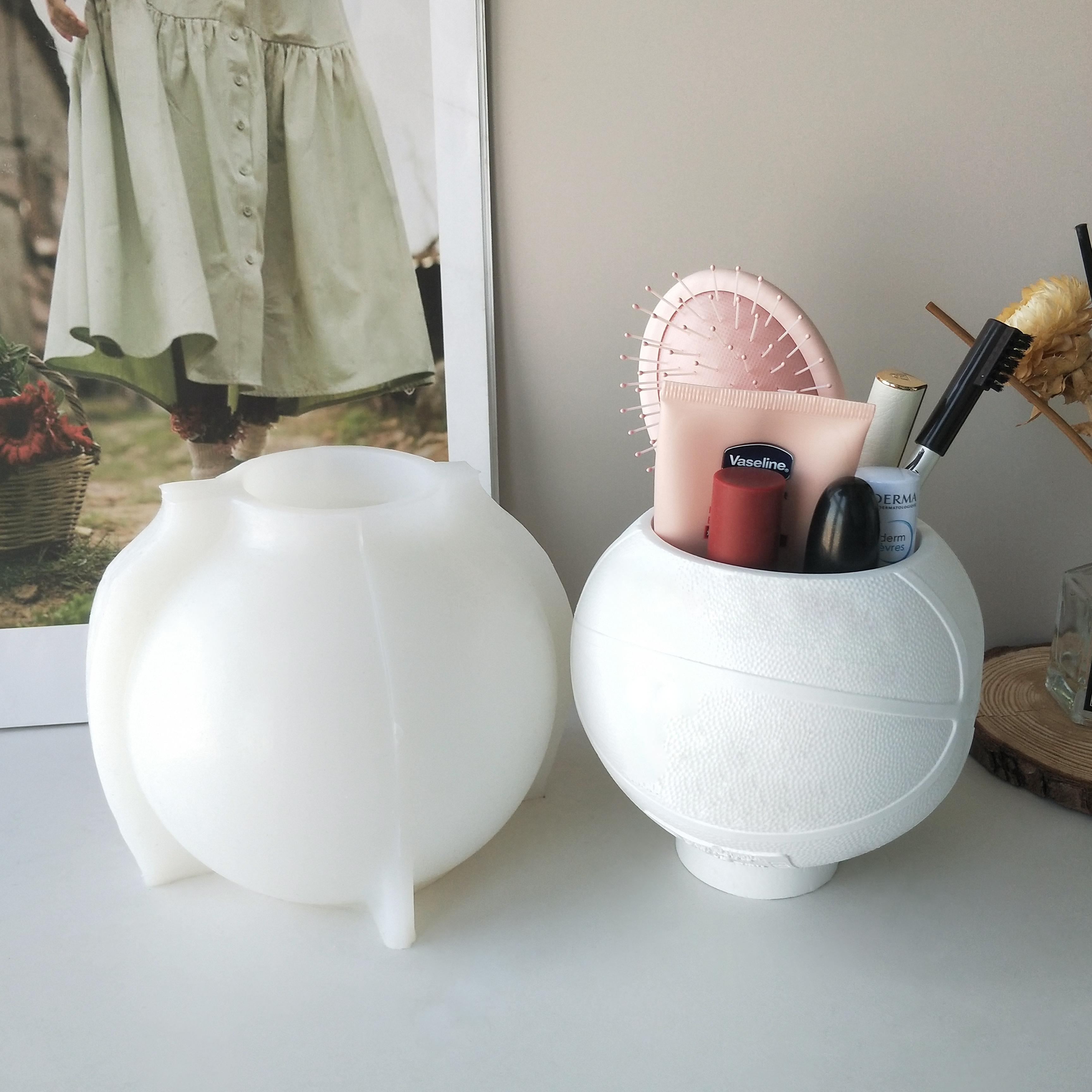 New Handmade Basketball Flower Pot Mould Planter Silicone Mold Soccer Plaster Cement Silicone Mold (White,N*A) белый