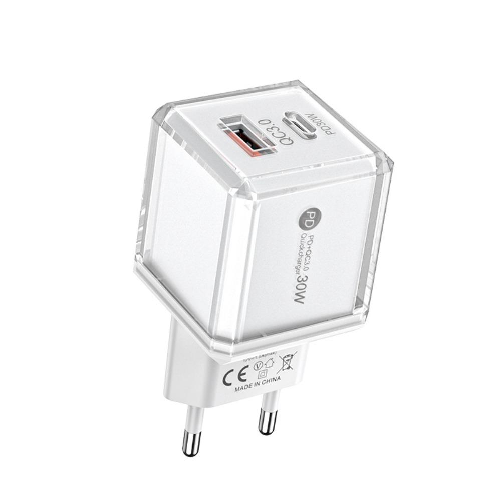Universal Multi Ports PD30W Charger Plug USB A+C EU/US Phone Charger Adapter Fast Charging PD QC3.0 Quick Charge Adapter