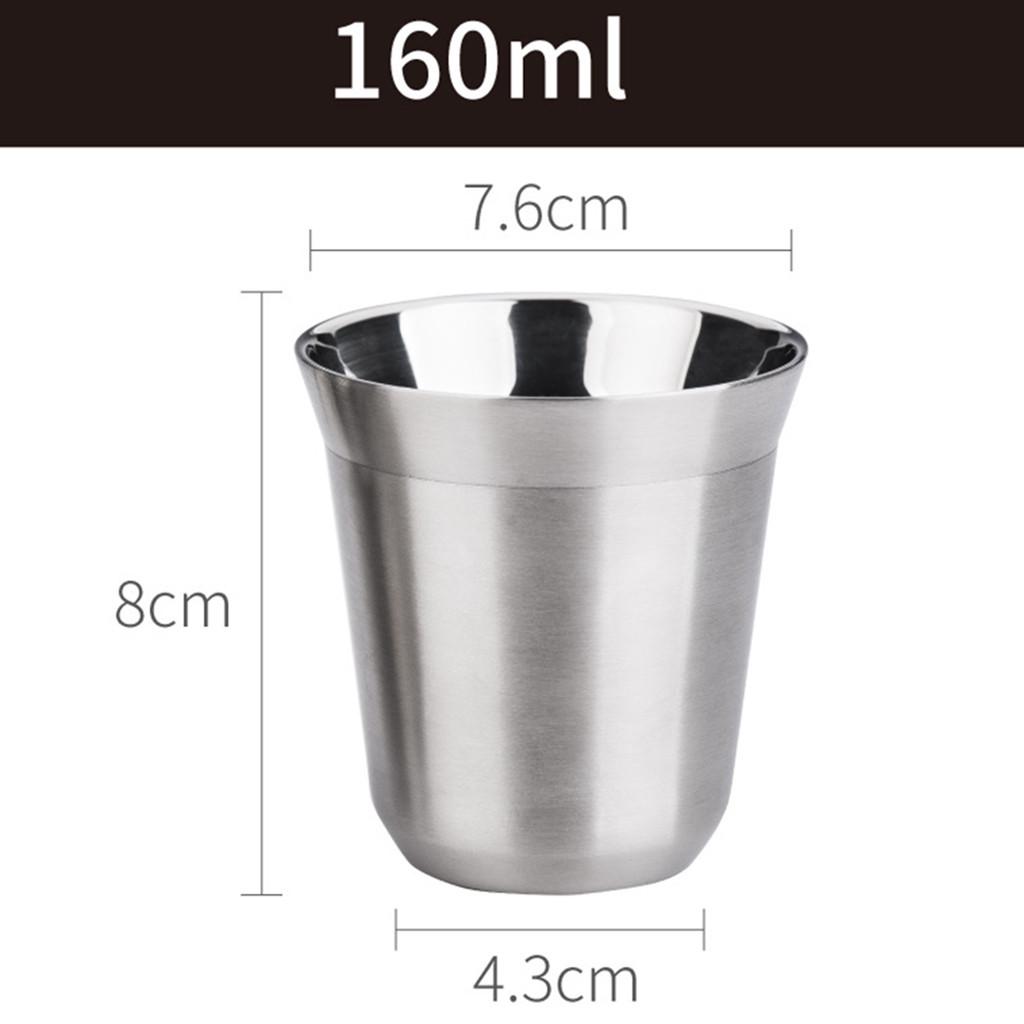 

160ml 304 Stainless Steel Double Wall Insulated Espresso Cup Capsule Coffee Mug Metal Drinking Cup For Home Indoor Outdoor серебряный