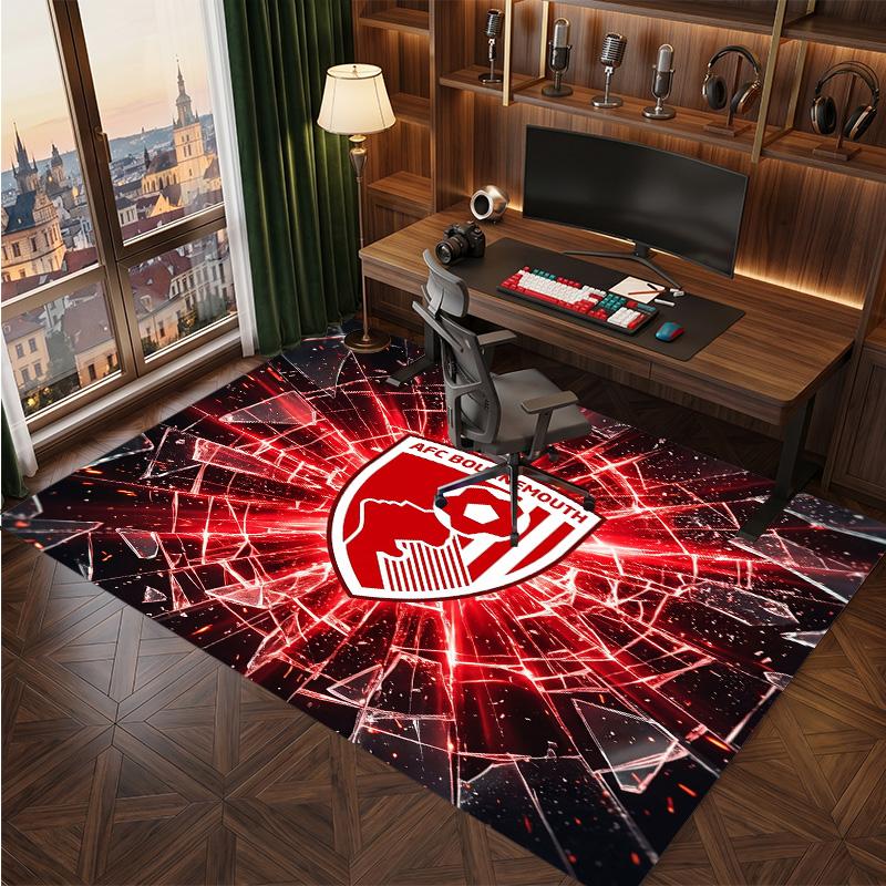 Tappeto in Velluto di Cristallo con Stampa del Bournemouth Football Club, Comodo Assorbente d'Acqua Antiscivolo Tappeto per Pavimenti Interni