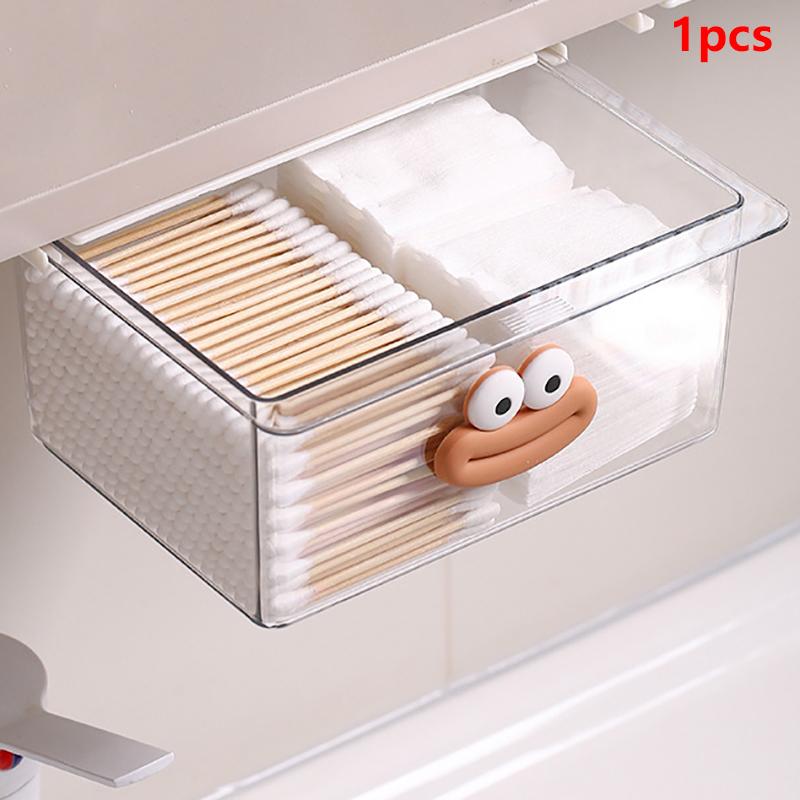 Schubladenstil Große Aufbewahrungsbox Schrank Transparentes Großmaul Cartoon Wattestäbchen Make-up-Baumwolle Badezimmer Ausziehbarer Aufbewahrungsregal