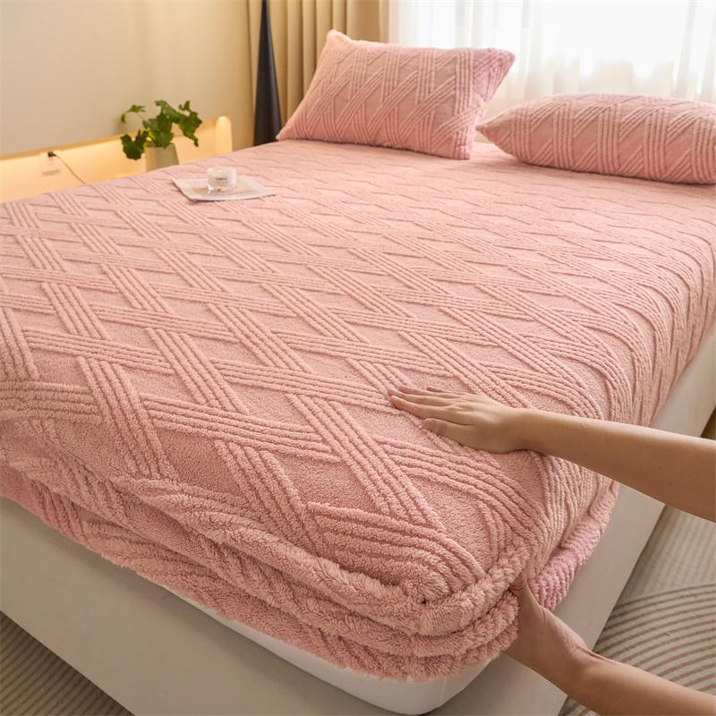 Winter Velvet Mattress Cover Thicken Warmth Bed Cover Bedsheet Bed Linen Soft Plush Warm Fitted Sheet Winter Velvet Bedcloth