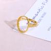 S925 Sterling Silver Gold-Plated Oval Open Ring with Bamboo Joint Design for Women