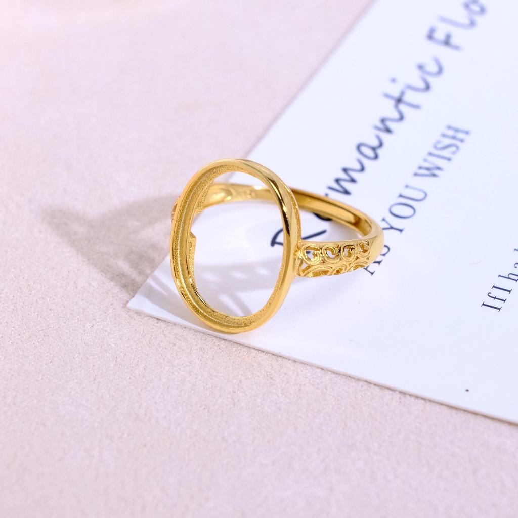 S925 Sterling Silver Gold-Plated Oval Open Ring with Bamboo Joint Design for Women