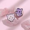 Adorable Creative Purple Cat And Bat Design Brooch Cute Animal Alloy Pin Accessory