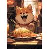 Japanese Noodle Dog Cat Funny Kitchen Ramen Noodles Poster Wall Art Prints Canvas Painting Pictures for Restaurant Home Decor
