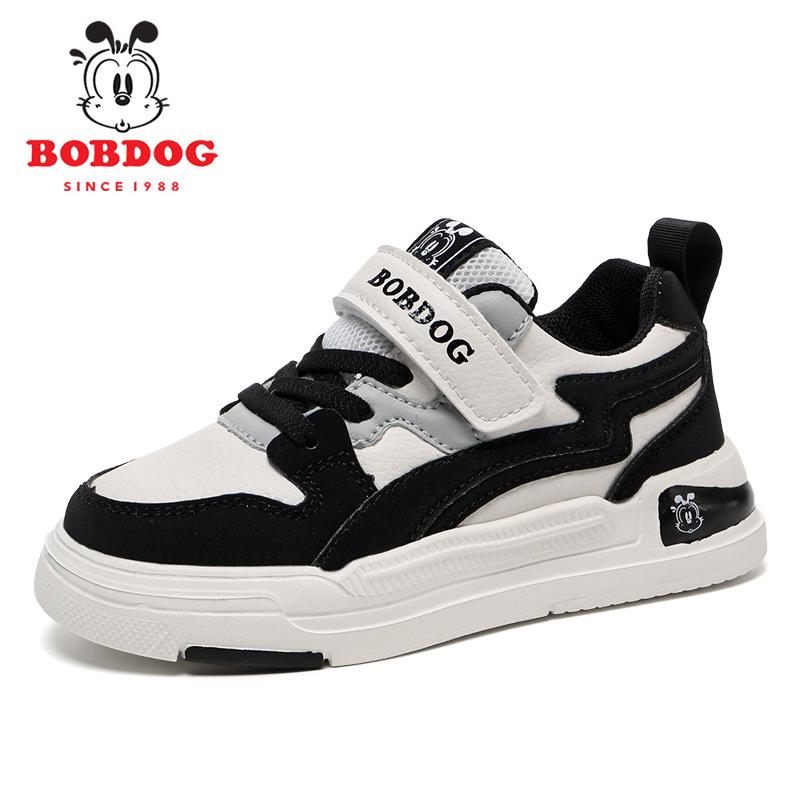 Babu Dou Kids' Waterproof Leather Sports Shoes - Shock Absorbing, Breathable, Non-Slip Velcro Sneakers for Middle & Big Kids