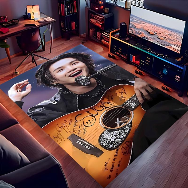 1pc Jin singer2 Print Area Rug - Soft, Washable Non-Slip Indoor Mat for Office Chairs, Living Room, Home Office Decorative Rug