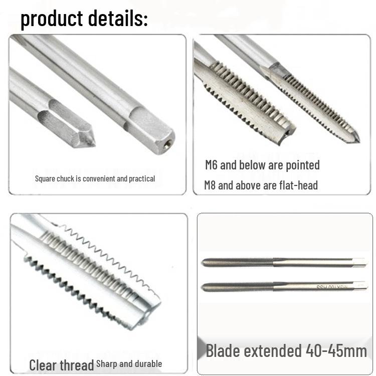 Long Flute Machine Tap with Thin Shank – M3-M12 x 100x150 Fine Thread