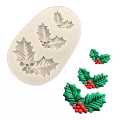1 Stück Silikonharzformen Weihnachtsbaum Blätter Fondantform Kuchen Dekorationswerkzeuge Gebäckküche Backzubehör FM1345