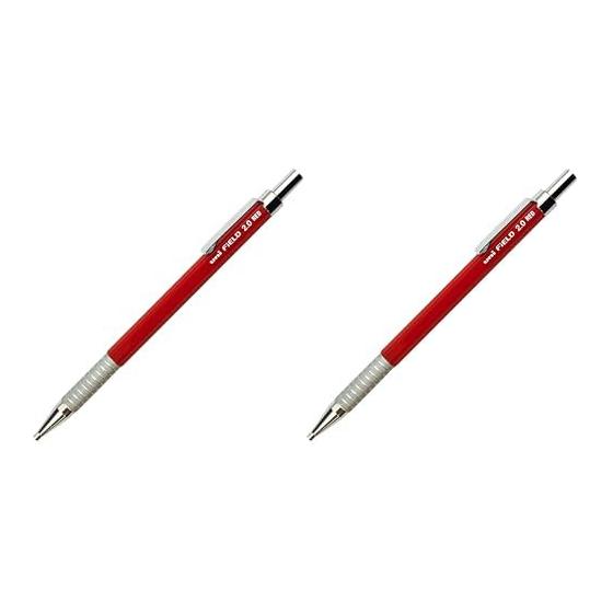 Mitsubishi Pencil Field 2 Mechanical Pencil, Red Lead, M207001P.15, Knock Type, Knurled Metal Grip, Lead Color: Red, Lead Diameter: 2.0mm, Weight: