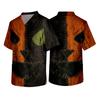 Men's Short Sleeve V-Neck Scrub Top with Chest Pocket Halloween Print for Work and Costume