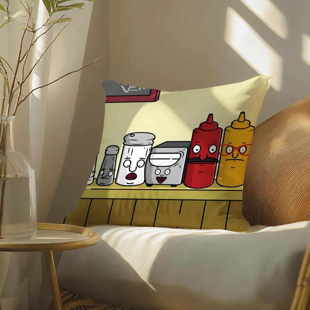 Sitcom Cartoon B-Bobs Burgers Pillow Case Pattern Printed Pillowcase For Living Room Sofa Cushion Cover & Bedroom Decor