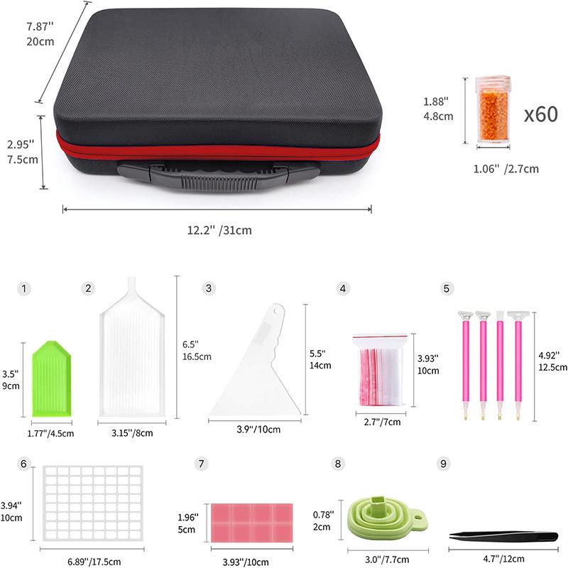 

Сумка для хранения алмазной картины из 60 ячеек и набор инструментов для эфирного масла