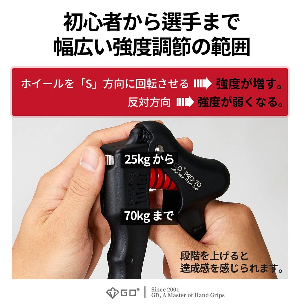 GD Grip Pro 70 Hand Grips Adjustable Resistance Grip Strength Training Equipment (25-70kg) -
