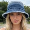 Nuovo Cappello a Secchiello in Denim Casual Unisex con Bordo Sfilacciato Cappelli da Sole in Cotone Lavato Vintage per Uomo Donna Streetwear Cappello Berretto