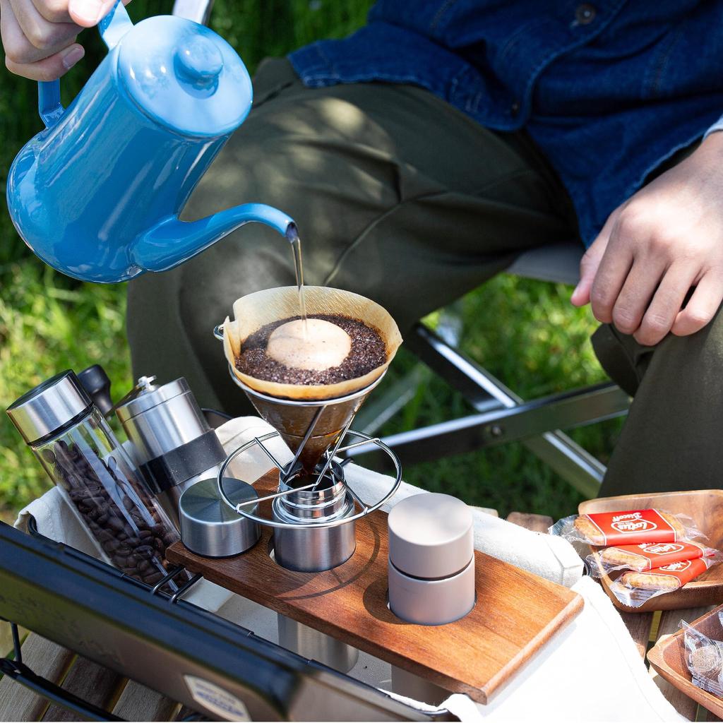 POKETLE Coffee Kit by Toyo includes a tool hand and coffee equipment set Steel, box, grinder, mill, filter, (beige)