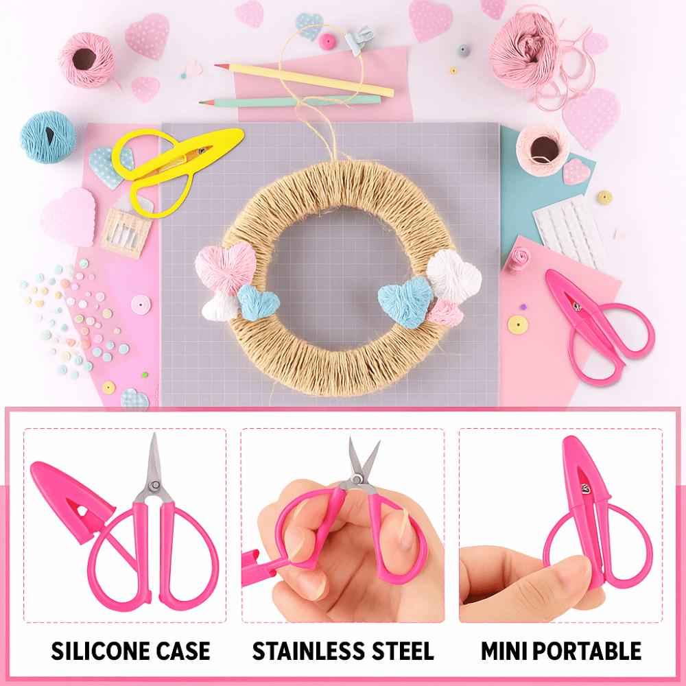 Mini Ciseaux Fins avec Capuchon Acier Inoxydable Minuscules Ciseaux de Précision Portable Poignée Souple en Silicone Outil pour Couper le Papier