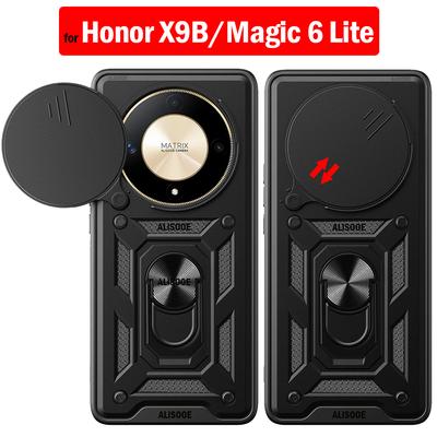 שקופיות מצלמה מחזיק Funda עבור Honor X9B מקרה שריון לדחוף עדשת הגנת טבעת מעמד כיסוי עבור Honor Magic 6 Lite X9B 5G קאפה