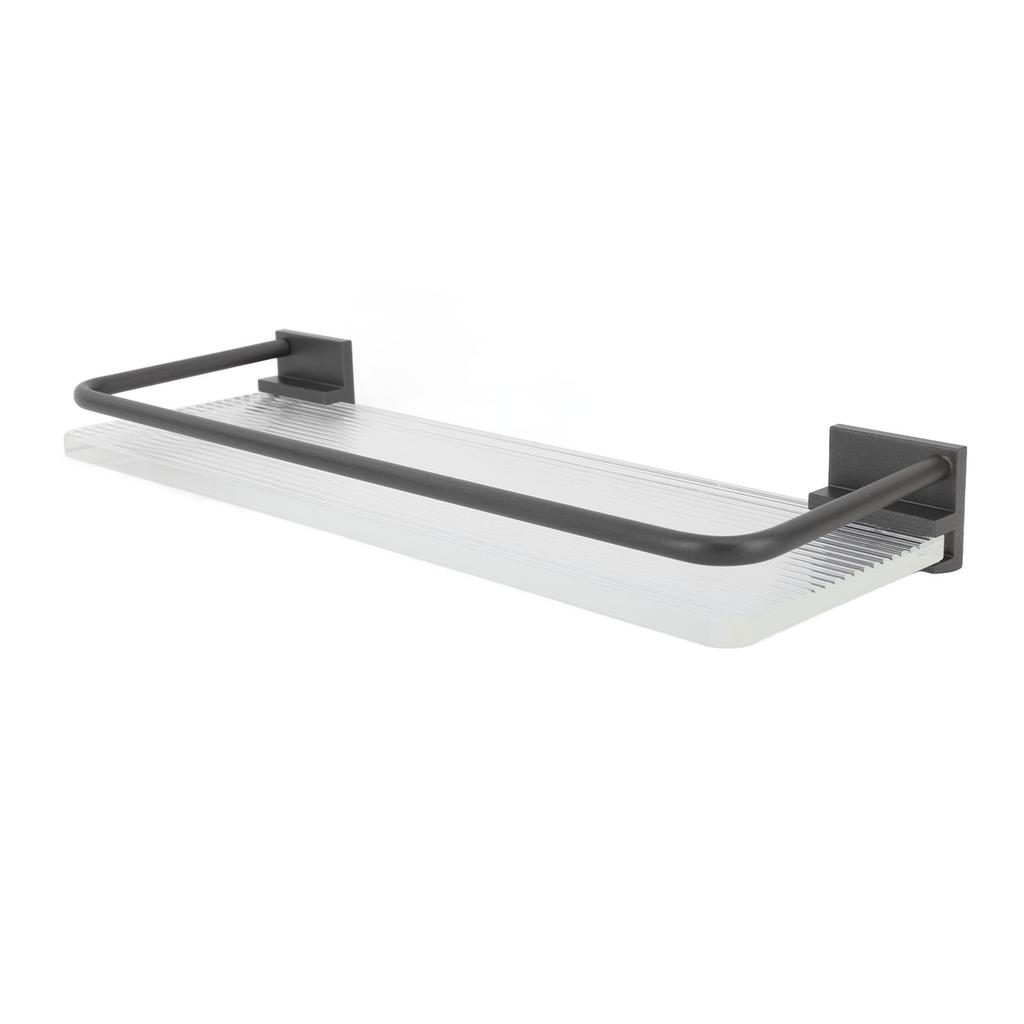 Półka Łazienkowa Ścienna 30cm Aluminium Kosmiczne Akryl Wieszak na Ręczniki Stojak do Przechowywania Łazienkowego Szary