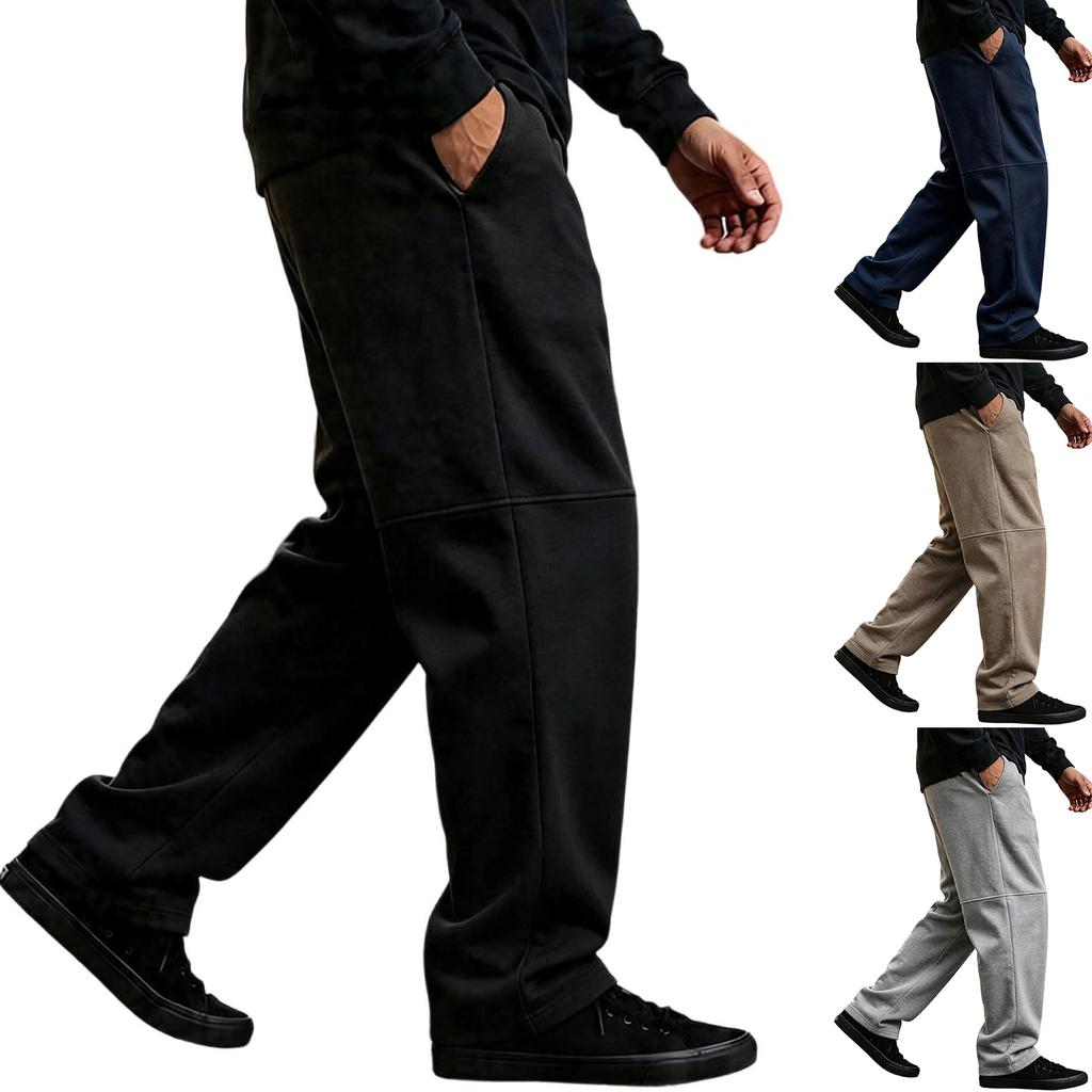 Pantalon de survêtement décontracté de couleur pour homme avec taille élastique Jambe droite Coupe ample Large Jogging