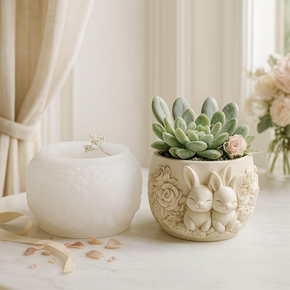 Häschenpaar Aromatherapie Kerzenform Silikon Gipsform Neuer Pflanztopf Form Wohndekor