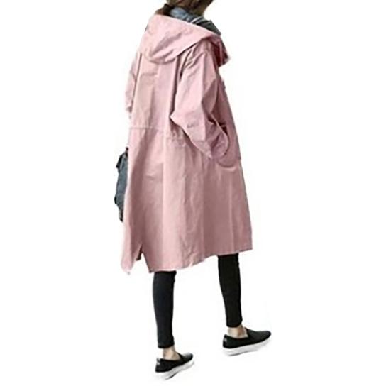 

Женский тренч с длинным рукавом, хлопковая куртка-худи, куртка-ветровка оверсайз, свободного кроя, осенняя верхняя одежда 3XL