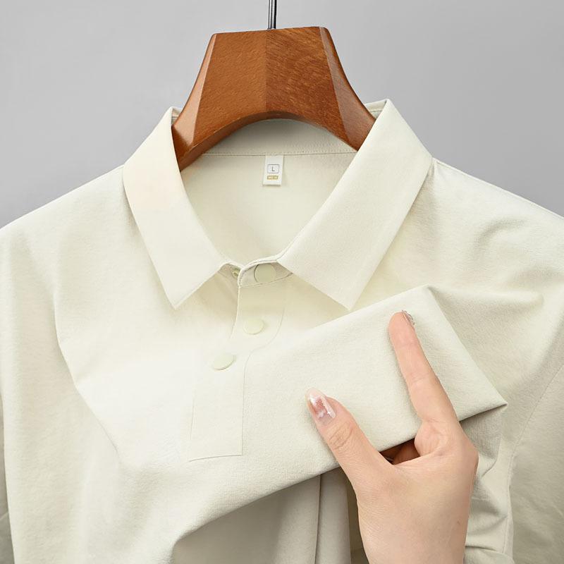 Dmao Kurzarm-POLO-Shirt, atmungsaktives T-Shirt aus reiner Baumwolle für Herren, Business Casual Revers-Oberteil