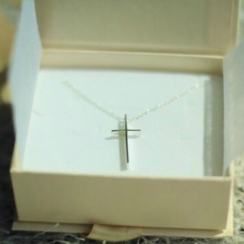 Silver Cross Necklace, Silver Necklace, Couple Necklace, Silver Necklace, Chain Necklace, Cross Necklace