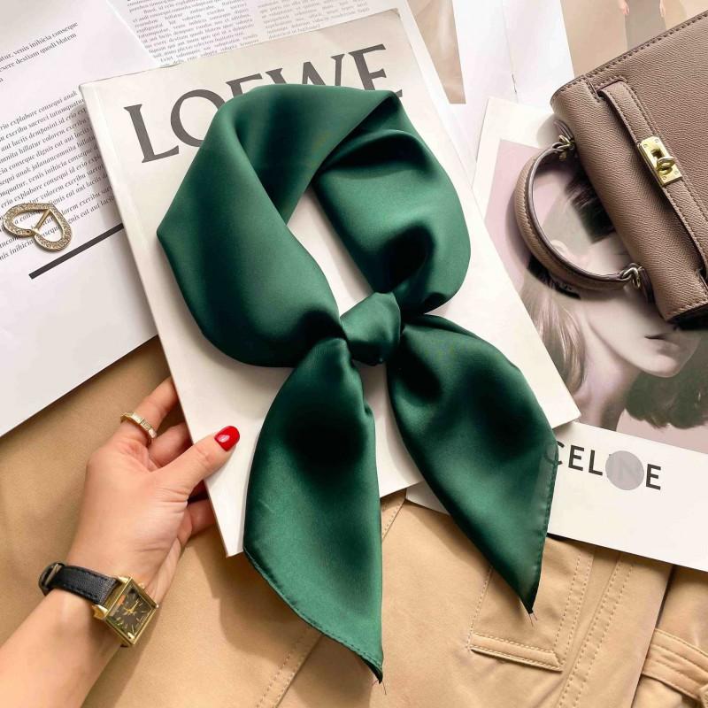 Elegant Silk-Like Square Scarf Women Korean Style Print Neck Lightweight 70x70cm Nylon Fashion Accessory