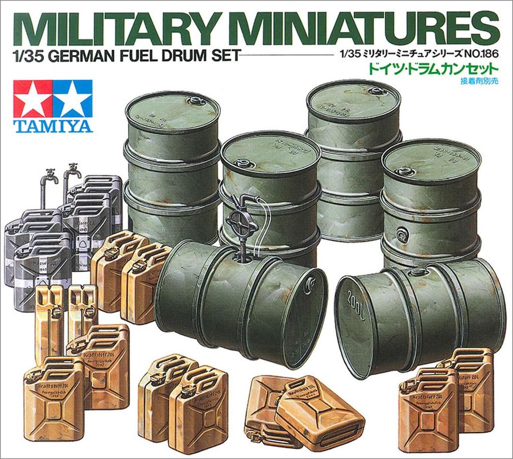 Tamiya Military Miniature Series 186 German Army Drum Can Set Plastic Model 35186 1/35 No.