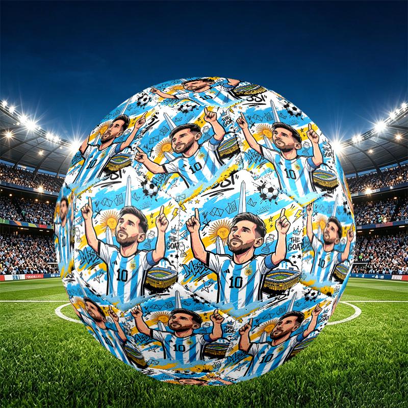 football player Print Size 5 Soccer Ball, PU Wear Resistant Football for Match Training and Daily Practice, Birthday Gift for Soccer Fans