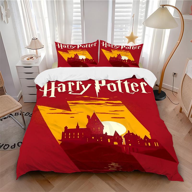 

3pcs Harry Potter Bedding Set, Soft Polyester Duvet Cover and Pillowcases Machine Washable Seasons all suitable 96 135x200cm