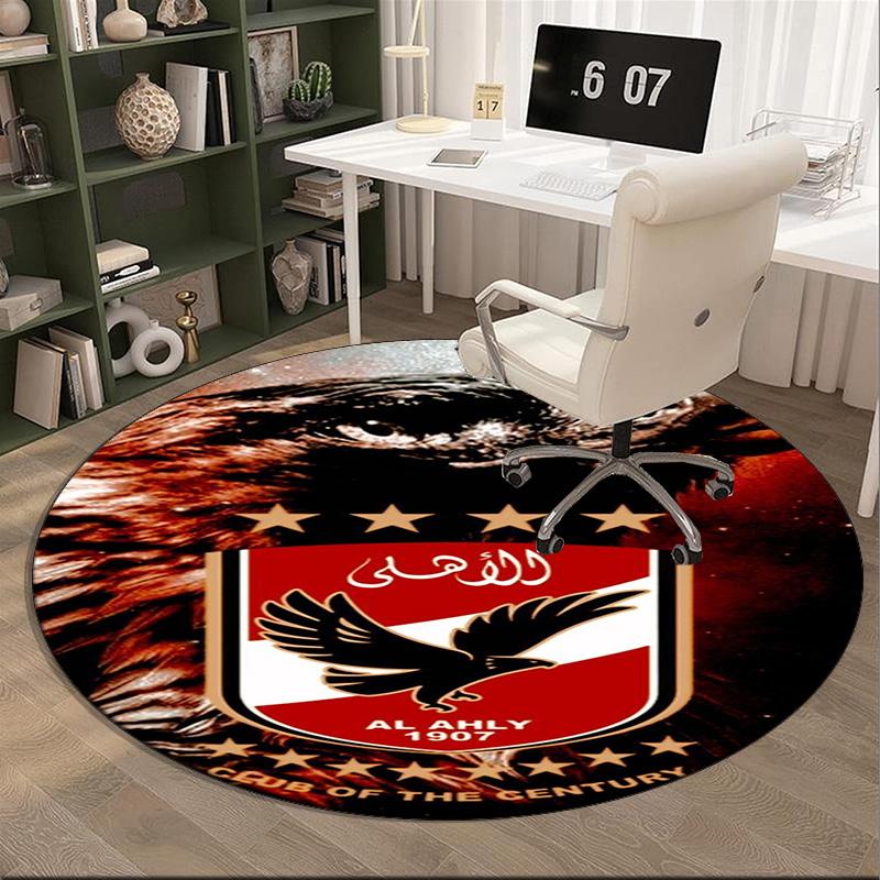 1PC round rug Ahly Football club Printed Round Area Rug ,Rug For Home Office, Round Chair Rug, Decorative Carpet Fan gifts Christmas gift