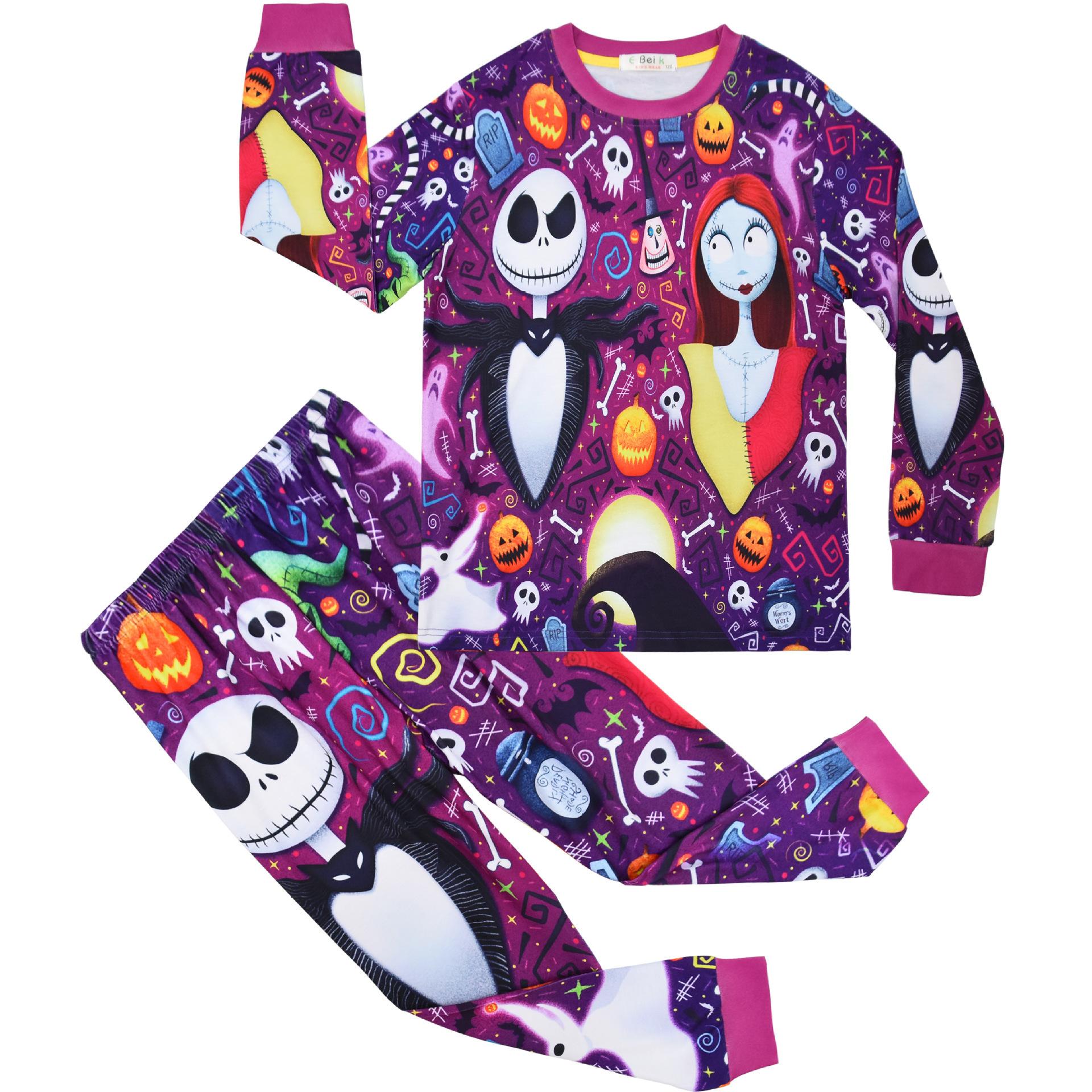 Christmas Eve Horror Digital Printing, Medium And Older Children S Long Sleeve Casual Pajamas, Pajama Pants, Homewear Set 6026 110