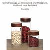Screw Airtight Seal Glass Storage Jar with Wood Lid Multi-Purpose Tea Coffee Beans Containers Durable Clear Glass
