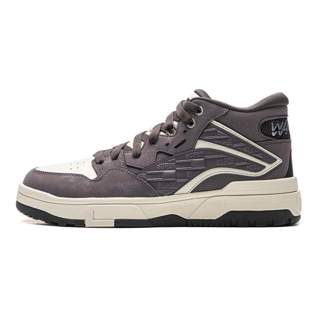 Li Ning Wave MID FLEECE Thermal Slip Resistant Mid Top Skateboard Shoes Unisex Gray AGCV381-2