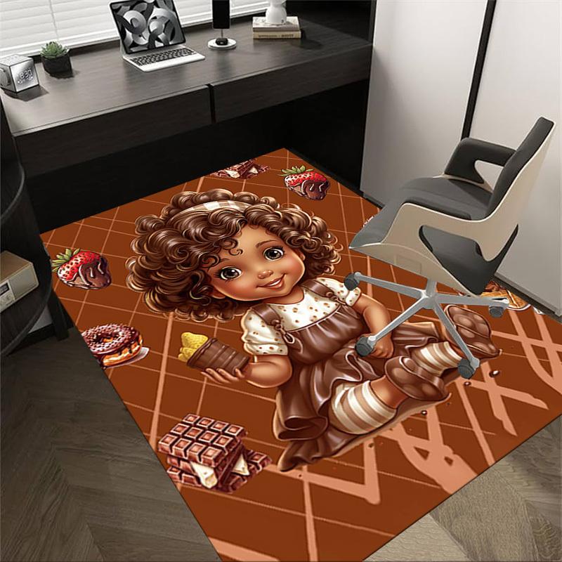 

1PC Chocolate Strawberry Non-Slip Floor carpet, suitable for Office, bedroomand playrooms. It can also be used as a sofa footrest cover-T55 60cm by 90cm