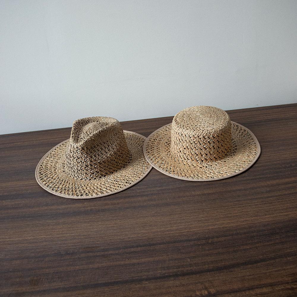 Spring and summer new fashionable and simple hand-woven hollow pattern natural straw hat outdoor beach travel sunscreen sunshade straw hat