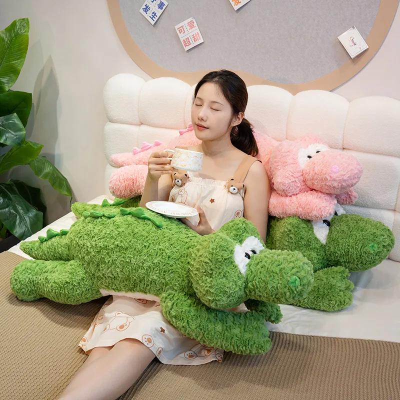 Soft Green Pink Dinosaur Animal Stuffed Plush Toy Doll Cute Crocodile Gift Girl Dolls Sleep Pillow Soft Room Decor Toy for Kid