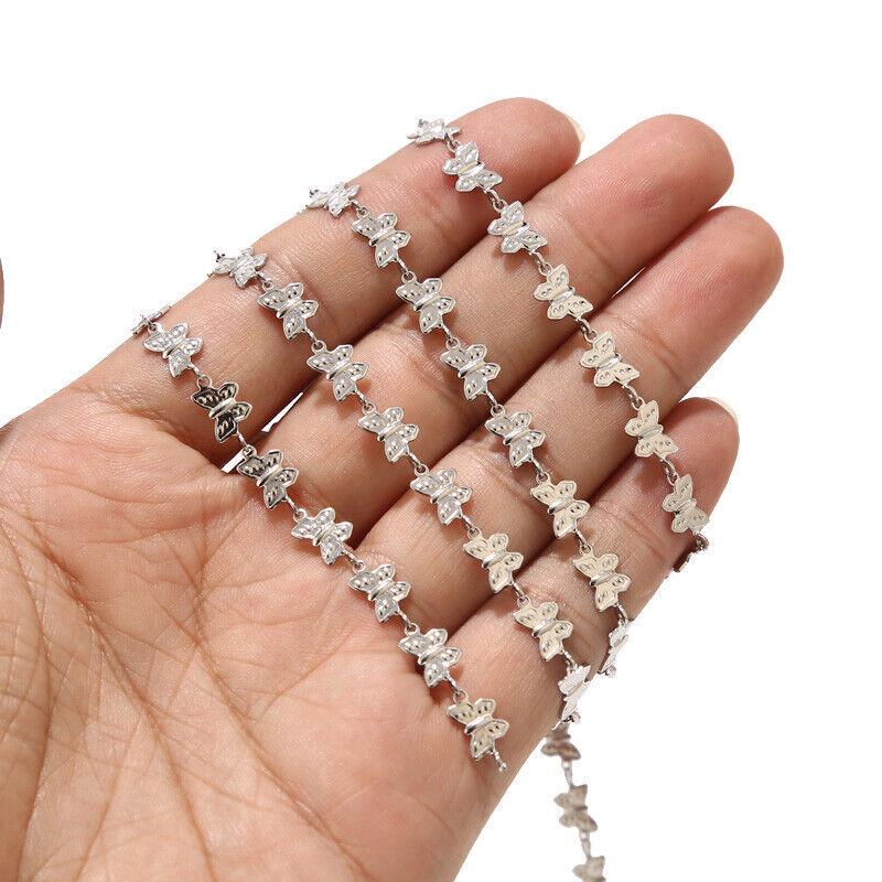 

Цепочка из нержавеющей стали с покрытием из настоящего золота с бабочками - аксессуар для изготовления украшений своими руками