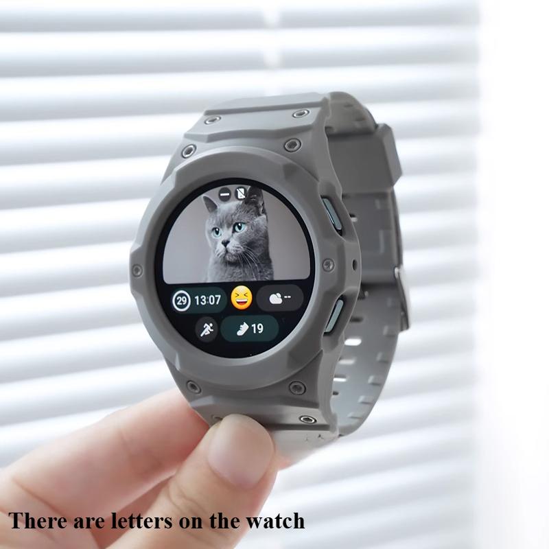 

Силиконовый ремешок + ПК-кейс для Samsung Galaxy Watch 7/6/5/4 40MM 44MM Новый комплект для модификации для Samsung SmartWatch Спортивная петля Ремешок Браслет 44mm светло-серый