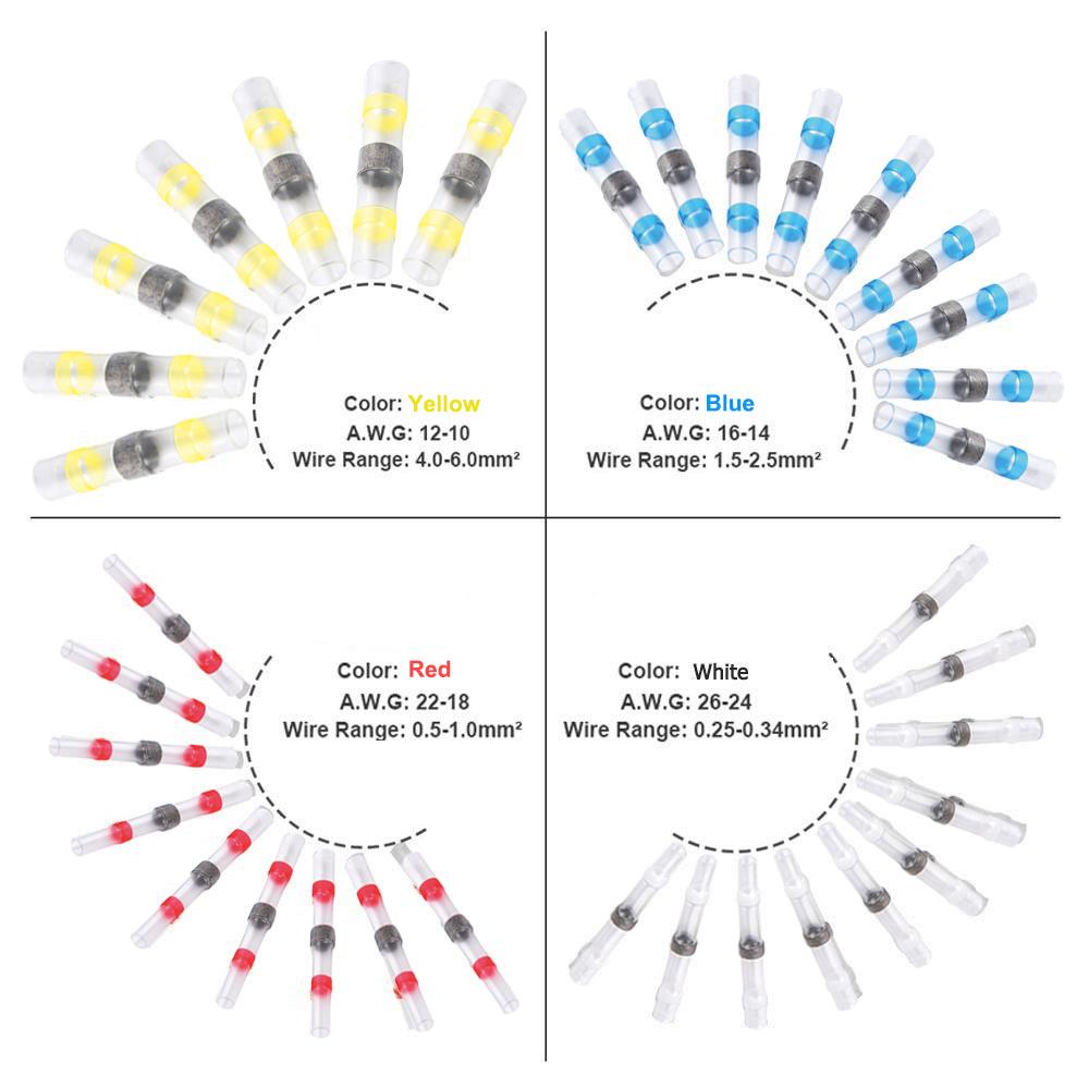 Heat Shrink Terminals Waterproof Solder Ring Seal Electrical Connectors Wire Cable Splice Kit Automotive Marine 0.25-6mm²